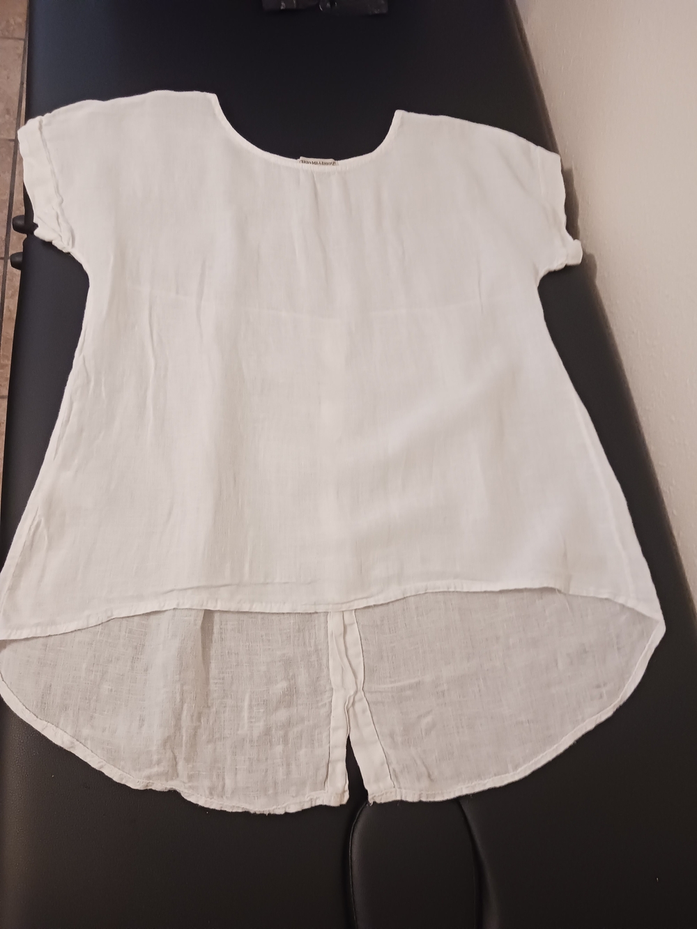 Relaxed White Linen High-Low Tunic Top Womens Sz Med- Italy